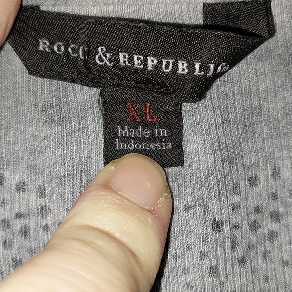 🔴 SALE Rock & Republic Grey Embellished Long Sleeve Shirt - Picture 6 of 7